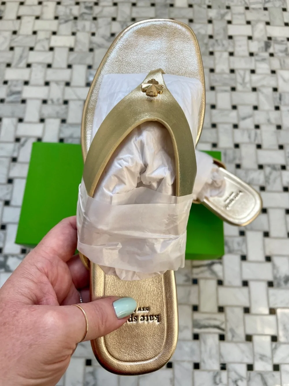Kate Spade New York Kitten Heel Sandals Size 8 NIB Gold